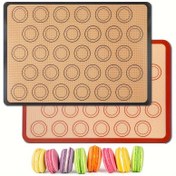 Resim 1 adet/2 adet Fırın için Silikon Pişirme Matı, yapışmaz Macaron Silikon Matı, tekrar kullanılabilir Isıya Dayanıklı Yarım Sayfa Pişirme Matı Kurabiye Macaron Ekmek Hamur işleri için 