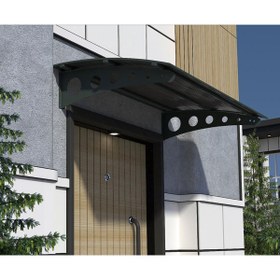 Resim Şentürk Metal Taşıyıcılı Kapı Üstü Pratik Sundurma Antrasit - Siyah Levha 260 x 100 Md1 