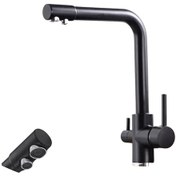 Resim 3 Yollu Musluk Su Arıtma Musluğu Üç Yollu Çoklu Musluk Siyah 