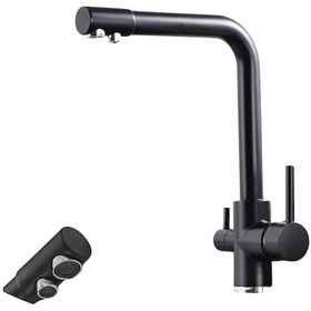 Resim 3 Yollu Musluk Su Arıtma Musluğu Üç Yollu Çoklu Musluk Siyah 