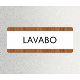 Resim zafrakreklam LAVABO Ofis Departman Kapı İsimliği, Yönlendirme levhası 26X10Cm BEYAZ-CEVİZ 