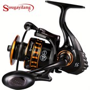 Resim Sougayilang 12+1BB Pürüzsüz ve Dayanıklı Balıkçılık Makarası - Metal Alüminyum Hattı Kupası ve Tutma Kolu, Ambidextrous Dönen Makara için Tatlı ve Tuzlu Su, Siyah ile Turuncu Detaylar, Dayanıklı Balıkçılık Ekipmanı | Ergonomik Tutma Kolu | Pürüzsüz Dönen Makara 