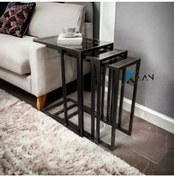 Resim Kaan Metal Art Capella Siyah C Sehpa Zigon Takımı 