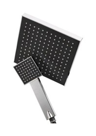 Resim Ahlez Kare Tasarım Tepeleme Duş Başlığı ve El Duş Başlığı Banyo Duş Seti Siyah 