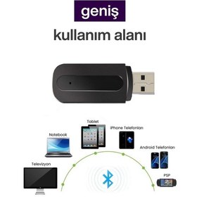 Resim Bt-13 Bluetooth Usb/aux 3.5mm Kablosuz Stereo Ses Müzik Alıcısı Oto Bluetooth Araç Kiti Adaptör 
