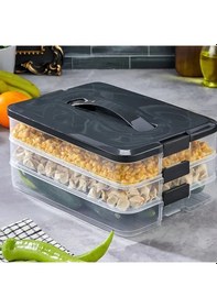 Resim Microcase 3 Çekmeceli Dikdörtgen Taşınabilir Erzak Bakliyat Yiyecek Saklama Kabı Kapaklı - Al5196 Siyah 