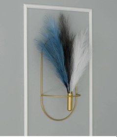 Resim MetaQuartz Aksesuar 2 Li Gold Oval Çiçeklik , Modern Dekoratif Metal Duvar Çiçeklik 