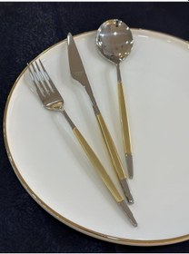 Resim Aryıldız Qubra Prestige Mat Gold 84 Parça Çatal Kaşık Bıçak Takımı 