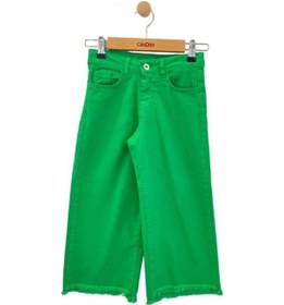 Resim Kız Çocuk Püskül Paça Detaylı Yüksek Bel Yeşil Mom Jeans-13773-yeşil Yeşil 