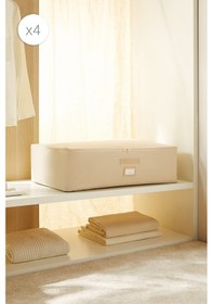 Resim Ocean Home Textile 4'lü Mega Boy Bej Balıksırtı Baza Altı Hurç Set 74 X 46 X 22 Cm Bej 