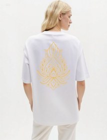 Resim Lotus Oversize Unisex T-shirt Beyaz 