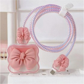 Resim Storemax Psr Aksesuar Pembe Kurdele Şarj Aleti Kılıfı, Şarj Kablosu Örme Aparatı, Toparlayıcı 18W/20W ile Uyumlu 