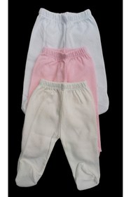 Resim özdemirli bebe Bebek Patikli Alt Hava Alır Kumaş Düz Renk (3 Lü Paket Beyaz-pembe-krem) 