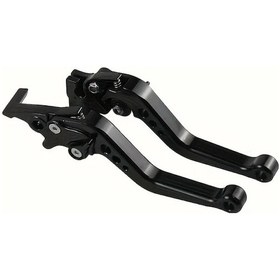 Resim Chuangyinshop Siyah Motorcycle Modifikasyon Parçaları Cnc Ayarlanabilir Çok Vitesli Gidonlar Bullhorn Tutacaklar 