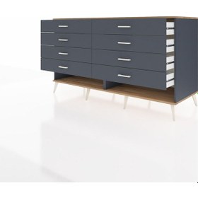 Resim Kronos Konsol 8 Çekmeceli 176x59x99 Antrasit-çam/antrasit Antrasit-çam/antrasit 