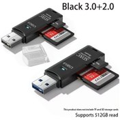 Resim Çok Fonksiyonlu 2'si 1 Arada Yüksek Hızlı Usb 3.0/2.0 Kart Okuyucu, Tf+sd Black3.0 2.0 