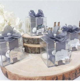 Resim Fil İsimlikli Şeffaf Kutu Bebe Hediyleik(30 Adet) 