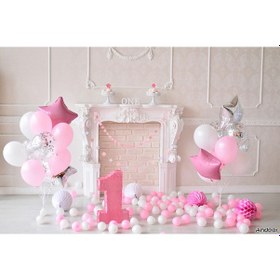 Resim Springsun 2.1 1.5m/7 5ft İlk Doğum Günü Arkaplanı Pasta Balon Şömine Fotoğraf Arkaplanı Çocuklar Bebek Kız Çocuk Fotoğraf Stüdyosu Artıları 