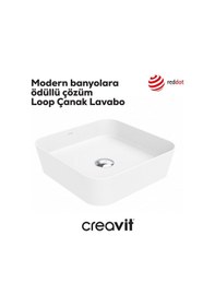 Resim Creavit Loop Kare Çanak Lavabo 40 Cm Beyaz Lp040-00cb00e-0000 