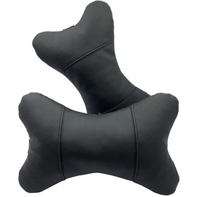 Resim Düz Siyah Dikişli,deri Oto Boyun Yastığı,araba Yastığı 2'li 