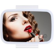 Resim Araç Led Aydınlatmalı Ayarlanabilir Aynalı Güneşlik - Beyaz Renk, Kompakt Boyut, Şarj Kablolu 