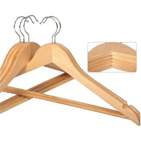 Resim Kapris 6'lı Naturel Ahşap Kıyafet Elbise Gömlek Askısı Ahşap 