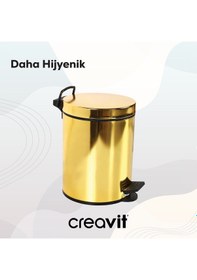 Resim Creavit Çöp Kovası 12 Lt Pedallı Altın 