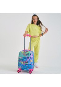 Resim Coral High Kids Lavanta Su Yeşili Grafiti Desenli Çocuk Valizi 16731 