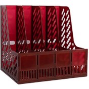 Resim Ganzhoushop Masa Dergi Tutucu 4 Bölmeli Çerçeveler Pp Dosya Ayırıcılar Belge Dolap Rafı Kırmızı 