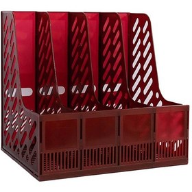 Resim Ganzhoushop Masa Dergi Tutucu 4 Bölmeli Çerçeveler Pp Dosya Ayırıcılar Belge Dolap Rafı Kırmızı 