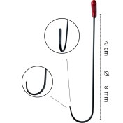 Resim 60 cm 8 mm Çap Dik Yassı Uç Çengel Boyasız Göçük Düzeltme Çubuğu, Pdr Çubuk - S5-04 