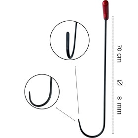 Resim 60 cm 8 mm Çap Dik Yassı Uç Çengel Boyasız Göçük Düzeltme Çubuğu, Pdr Çubuk - S5-04 