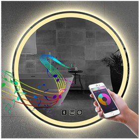 Resim GLOBAL LED MIRROR 90 Cm Bluetoothlu Dokunmatik Tuşlu Buğu Yapmayan Ledli Yuvarlak Banyo Aynası 