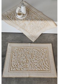 Resim 2'li Ayak Havlusu Seti - Zemini Renkli & Üç Boyutlu - %100 Pamuk - Yüksek Su Emici-sarı Sarı Sarı 