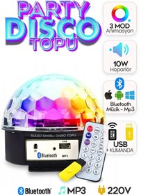 Resim Derwell Kablosuz Disko Topu Parti Işıkları Bluetooth Hoparlör Tf Kart Mp3 Çalar Ses Aktif Led Dj Lamba 