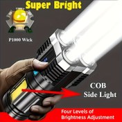Resim 1 Adet Ultra Parlak LED El Feneri - 4 Led Güçlü Işık Uzun Menzil Aydınlatma, COB Yan Lamba, Şarj Edilebilir Pil, Dayanıklı Tasarım, Taşınabilir ve Kompakt Dış Etkinlikler İçin, Mini El Feneri 