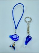 Resim Ennea Art Balık Nazar Boncuğu Dikiz Ayna Süsü + Balık Nazar Boncuğu Anahtarlık El Yapımı Cam Ikili Hediye Seti 