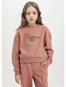 Resim DeFacto Kız Çocuk Bisiklet Yaka Baskılı Selanik Kumaş Sweatshirt D4295A824WNBR165 Bordo 