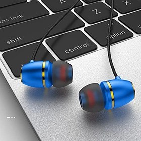 Resim Auleset Kablolu Kulaklıklar Ergonomik Kablo Kontrolü Kulak İçi 1,2 m Metal Taşınabilir 3,5 mm Kulaklıklar iPhone ve Android ile Uyumlu, PC Oyun, MP3 - Mavi 