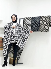Resim dandissi sport kadın çift taraflı kullanılabilen desenli şal panço 