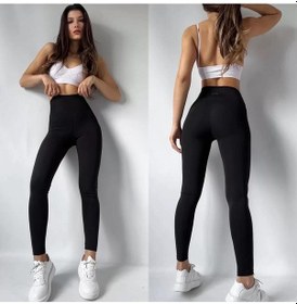 Resim Siyah Yüksek Bel Içi Şardonlu Dalgıç Kumaş Tayt SiYAH 