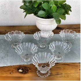Resim Std Ayaklı Cam 6lı Şekerlik/reçellik/lokumluk/çerezlik Klasik 