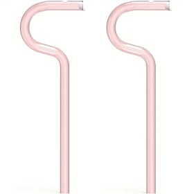 Resim Yakın ve Uzun Çubuklar ile Ağız Dostu Tasarım - Pembe ve Beyaz, 2 Düz ve 2 Bükülmüş Çubuklar ile Sade, Suyuçlar, Kokteyller ve Şaraplar için Mükemmel - Noel hediyesi için mükemmel, Yüksek Kaliteli İçme Çubukları | Şık Çubuk Tasarımı | Dayanıklı İçme Çubukları 