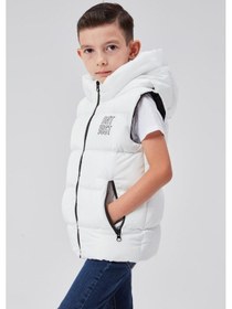 Resim Kapüşonlu Erkek Çocuk Şişme Yelek 51311 Beyaz 