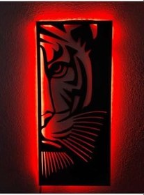 Resim Kırmızı Kaplan Led Işıklı Tablo 55x25 cm, kaplannew 