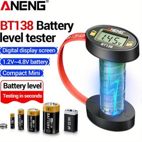 Resim ANENG BT138 Dijital Pil Test Cihazı - Taşınabilir Lityum ve Düğme Hücre Voltaj Analizörü, LCD Ekranlı, AAA, AA, 1.2V-4.8V Piller için, Ev Tipi Piller İçin Dijital Ekran ve Kareli Analizör Dahil 
