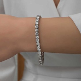 Resim Gümüş 3 mm Beyaz Taşlı Su Yolu Kadın Bileklik 