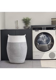 Resim Mavaux Themis Çamaşır Sepeti, Kirli Elbise Sepeti, Hasır Pamuk Halat Uzun Çamaşır Sepeti, Ev Dekoru Gribeyaz 