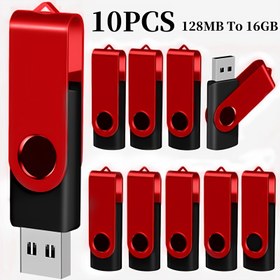 Resim 10 adet Kırmızı USB 2.0 Flash Sürücüler, Yüksek Hızlı Dönen Bellek Çubukları, 128MB/256MB/512MB/4GB/16GB, Masaüstü ve Dizüstü Bilgisayar Depolama İçin İdeal, Mükemmel İş Hediyesi, USB Flash Sürücüler 