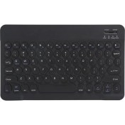 Resim TezMax Philips M9 Plus 10.1" Uyumlu Kablosuz Bluetooth Şarj Edilebilir Yuvarlak Tuşlu Klavye - Siyah 
